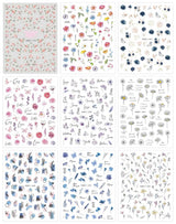 JMEOWIO Nálepka na nehty Blumen Frühling 9 Blatt Nálepka na nehty Selbtklebend Nagelaufkleber Buntes Letní Blumen Dekorace Nageldesign Zubehör