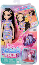 Panenka Barbie Dream Besties a doplňky, módní panenka Barbie Renee s bruslením na kolečkových bruslích a černými vlasy, 12 tématických doplňků s videi a jídlem, JFX99