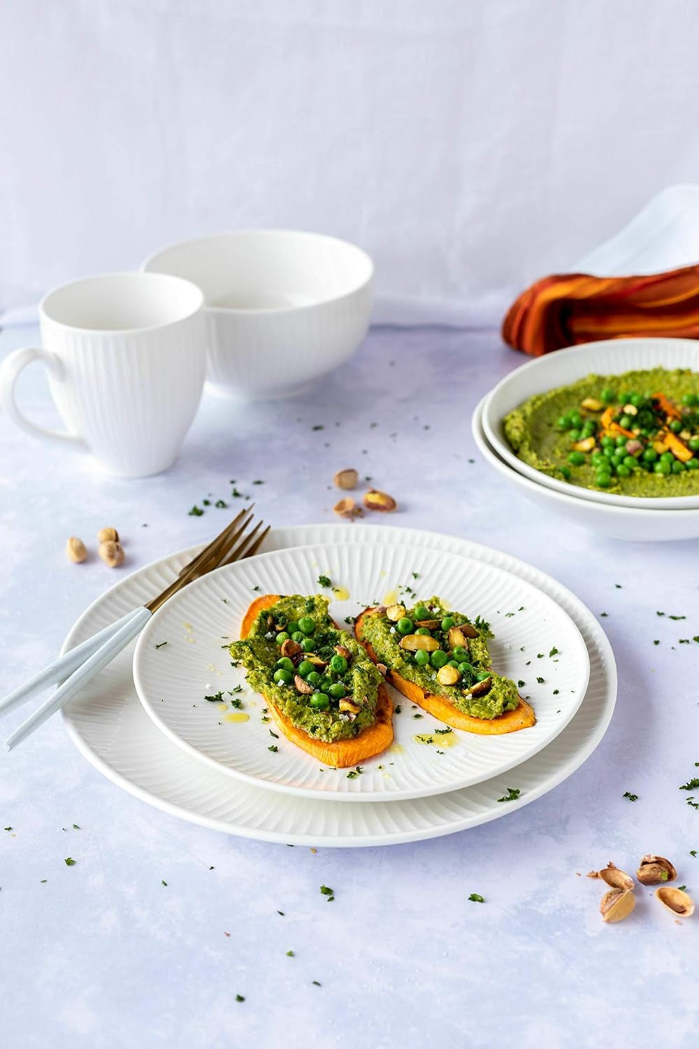 MÄSER 931461 Dalia Dinner service pro 6 z vysoce kvalitního hotelového porcelánu, bílá, 12dílná talířová sada ve vintage designu, odolný porcelán