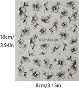 JMEOWIO 6 Blatt 3D Nálepka na nehty Blumen Nálepka na nehty Selbstklebend Nagelaufkleber 5D Stereoskopické Frühling Letní Blumen Dekorace Nageldesign Zubehör