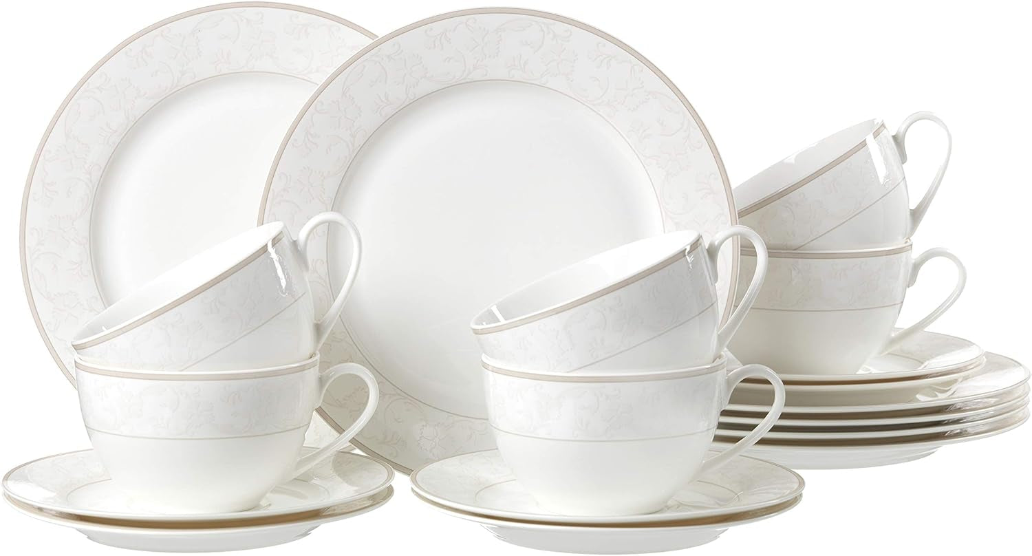 Kávový servis Ritzenhoff & Breker Isabella, 18 kusů, jemný porcelán, bílá s ornamenty, 37 x 26 x 25 cm