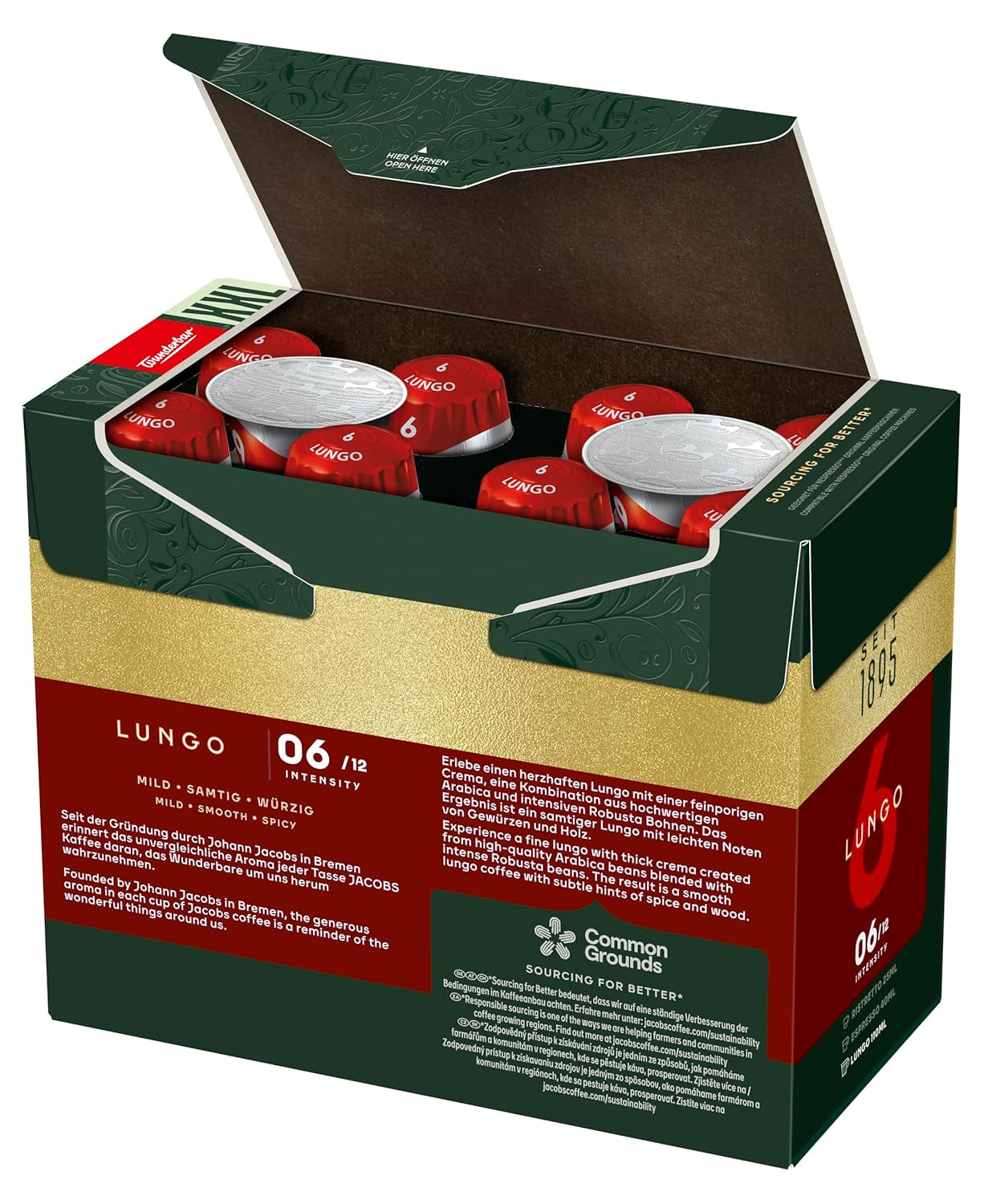Jacobs Kaffeekapseln Lungo Classico, Megapack XXL, Intensität 6/12, 5 x 40 Getränke, kompatibilní s Nespresso* Kaffee Kapseln, 200 Kapseln