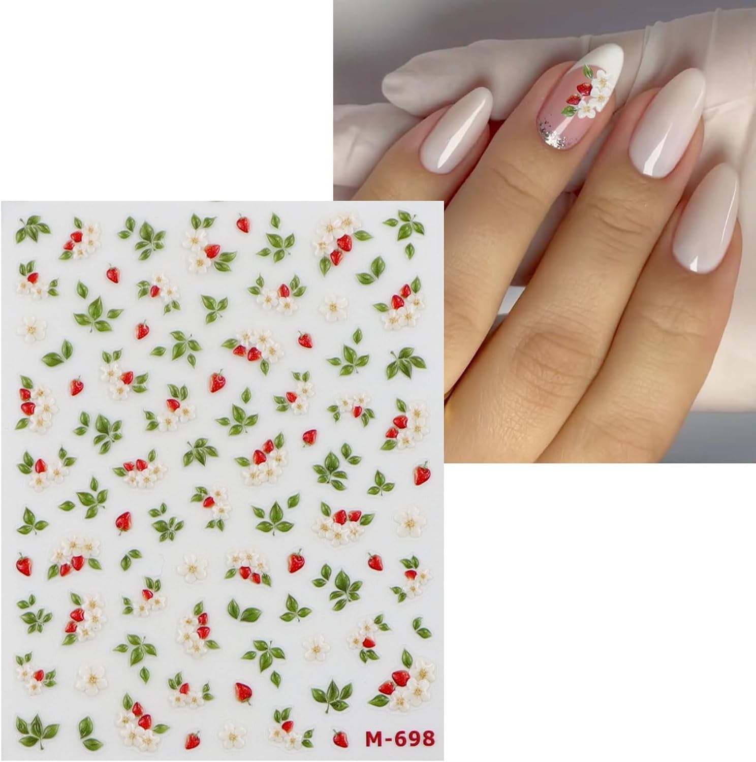 JMEOWIO 3D Nálepka na nehty Blume Nerdbeerenail Art Sticker Selbstklebend Nagelaufkleber 5D Stereoskopická dekorace Nageldesign Zubehör 1 Blatt