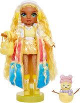 Rainbow High Winter Wonderland - Sunny (žlutá) - 28 cm Módní panenka Sněhulák se skrytou kouzelnou vodou nafukovací se sadou sněhuláka, vhodná pro děti a sběratele 4-12 let