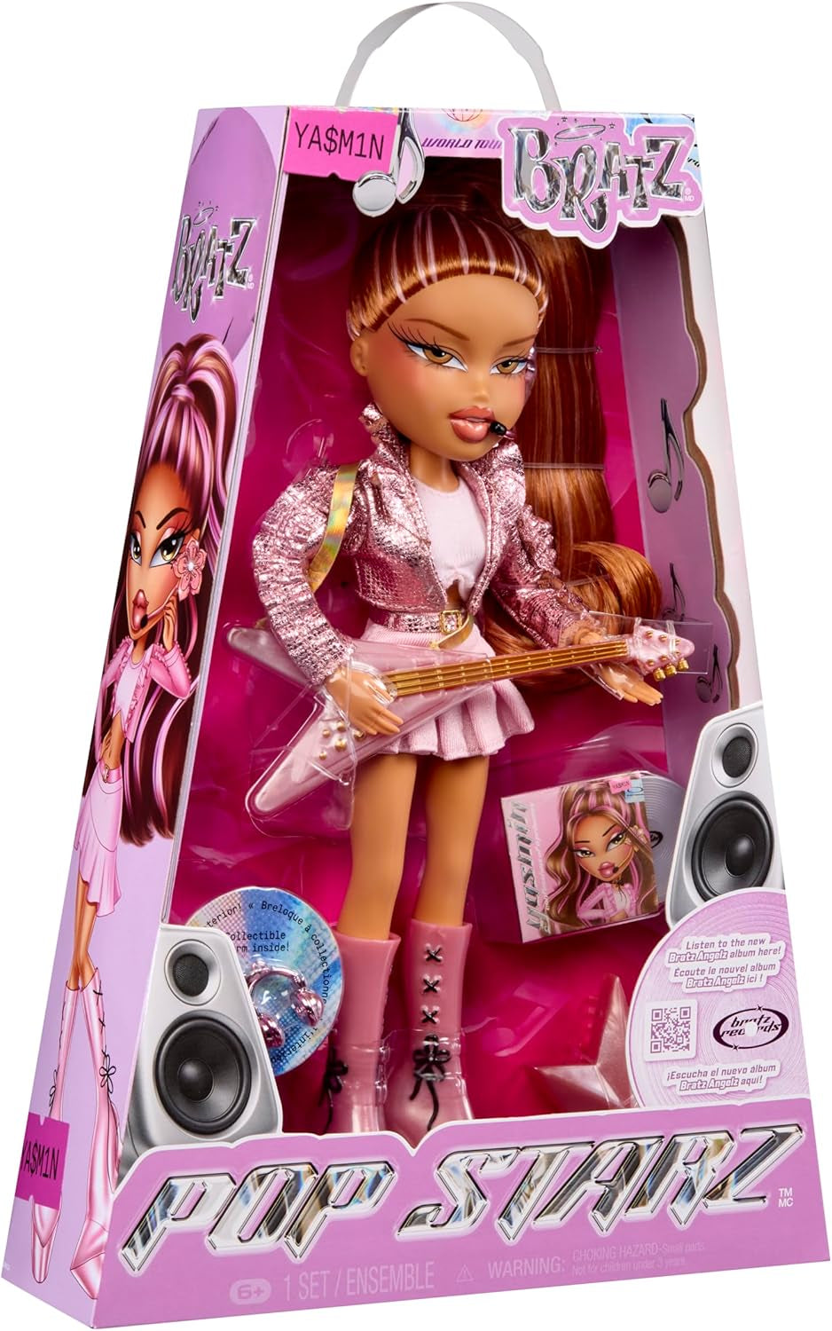 BRATZ Pop Starz Yasmin – Módní panenka se sběratelským kouzlem, oblečením a hudebními doplňky
