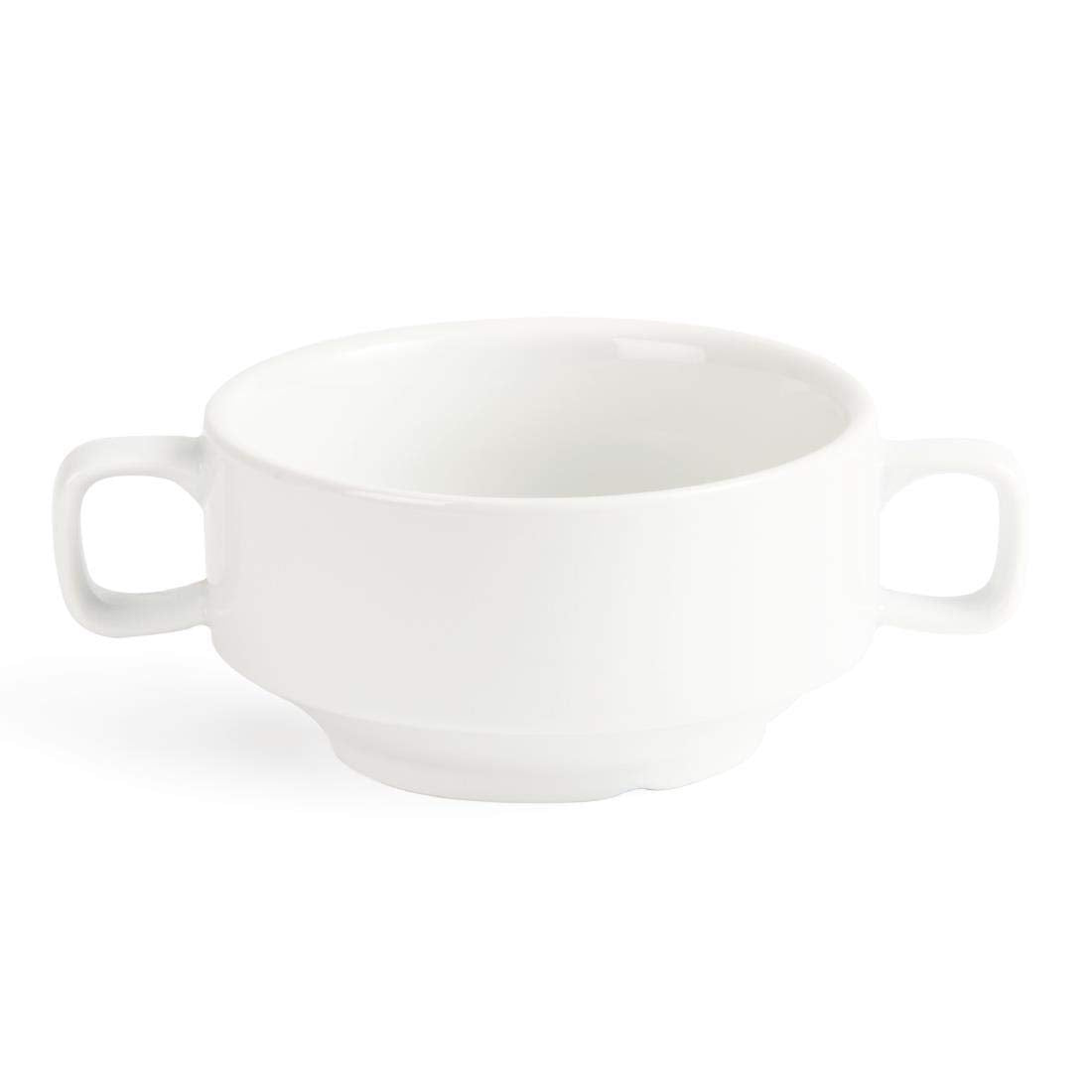 Olympia Whiteware polévkové misky s uchy 400ml (6 kusů) - vhodné do trouby, mikrovlnky, mrazáku a myčky C239