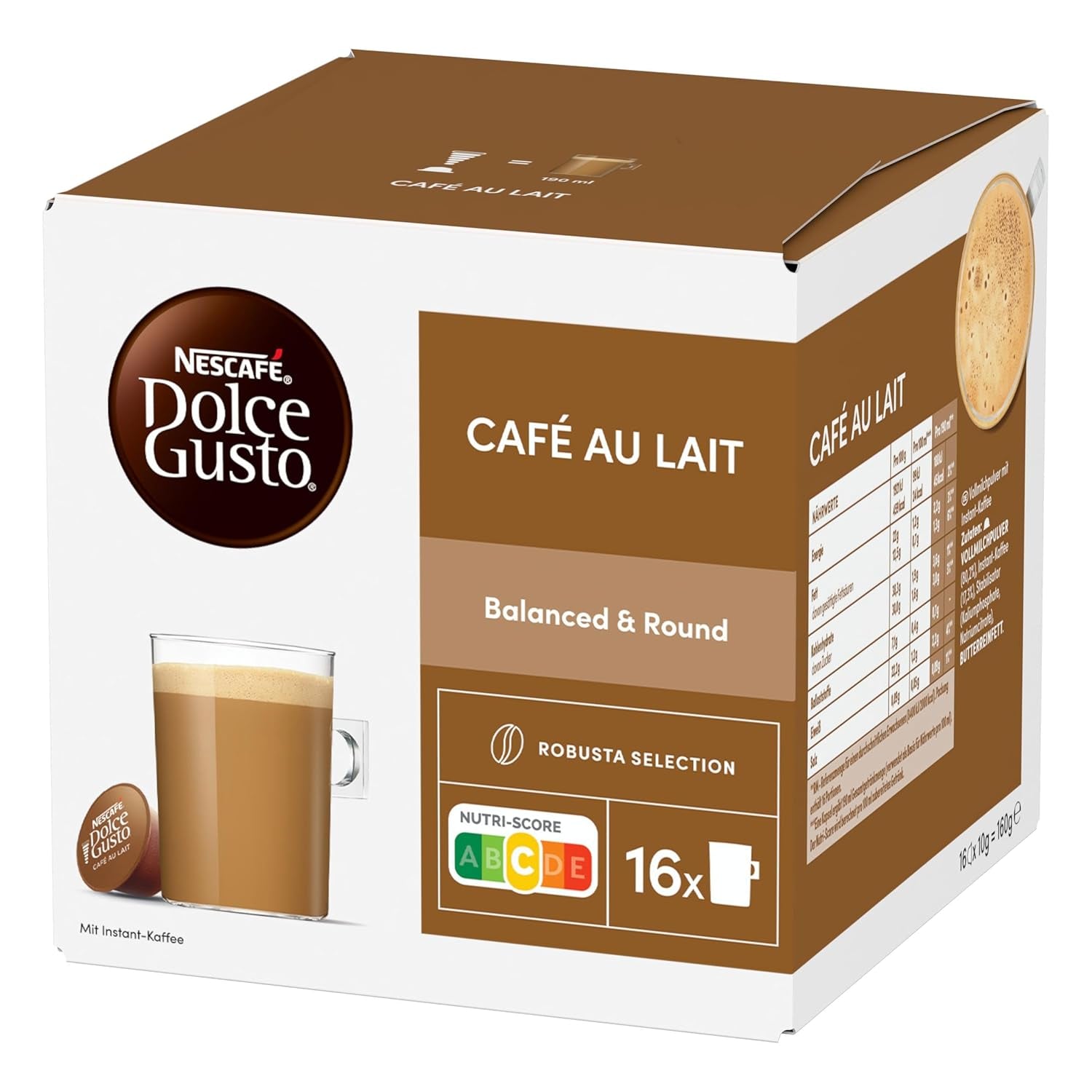 NESCAFÉ DOLCE GUSTO Café au Lait Kaffeekapseln 6er Pack (6 x 16 kapslí)