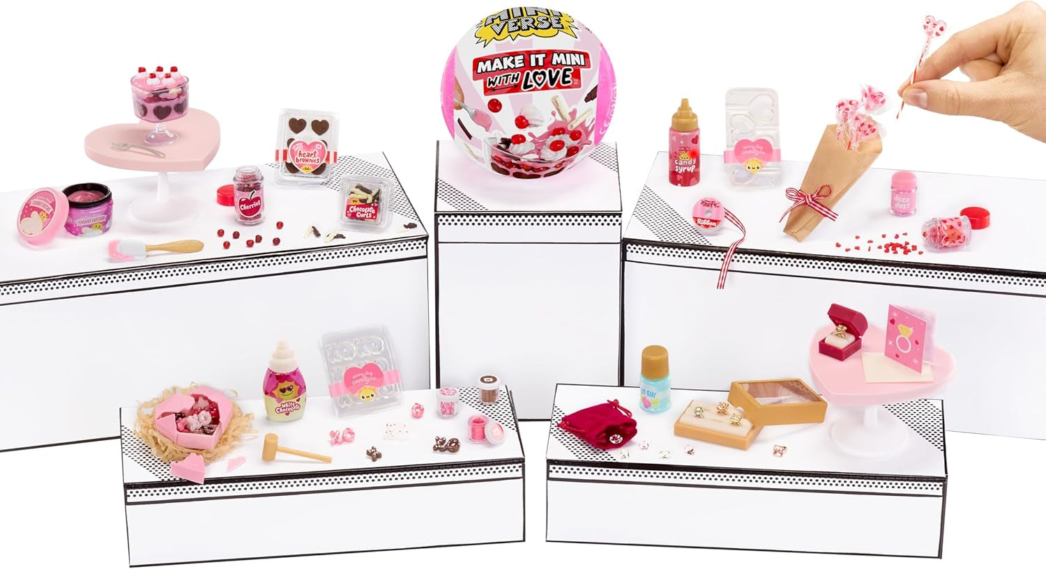 MGA Miniverse – Make It Mini with Love – Mini sběratelské předměty, DIY Resin Craft Kit, valentýnská série, repliky jídla, nejedlé – pro sběratele a děti od 8 let