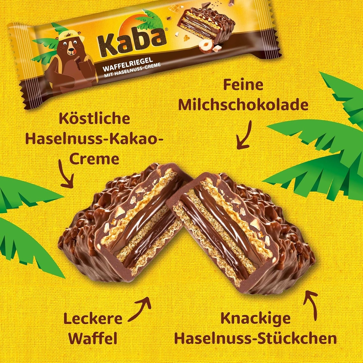 Kaba Neapolské tyčinky 40g, 4 křupavé tyčinky plněné oplatkami a jemným oříškovým krémem, v multipacku s originální příchutí Kaba