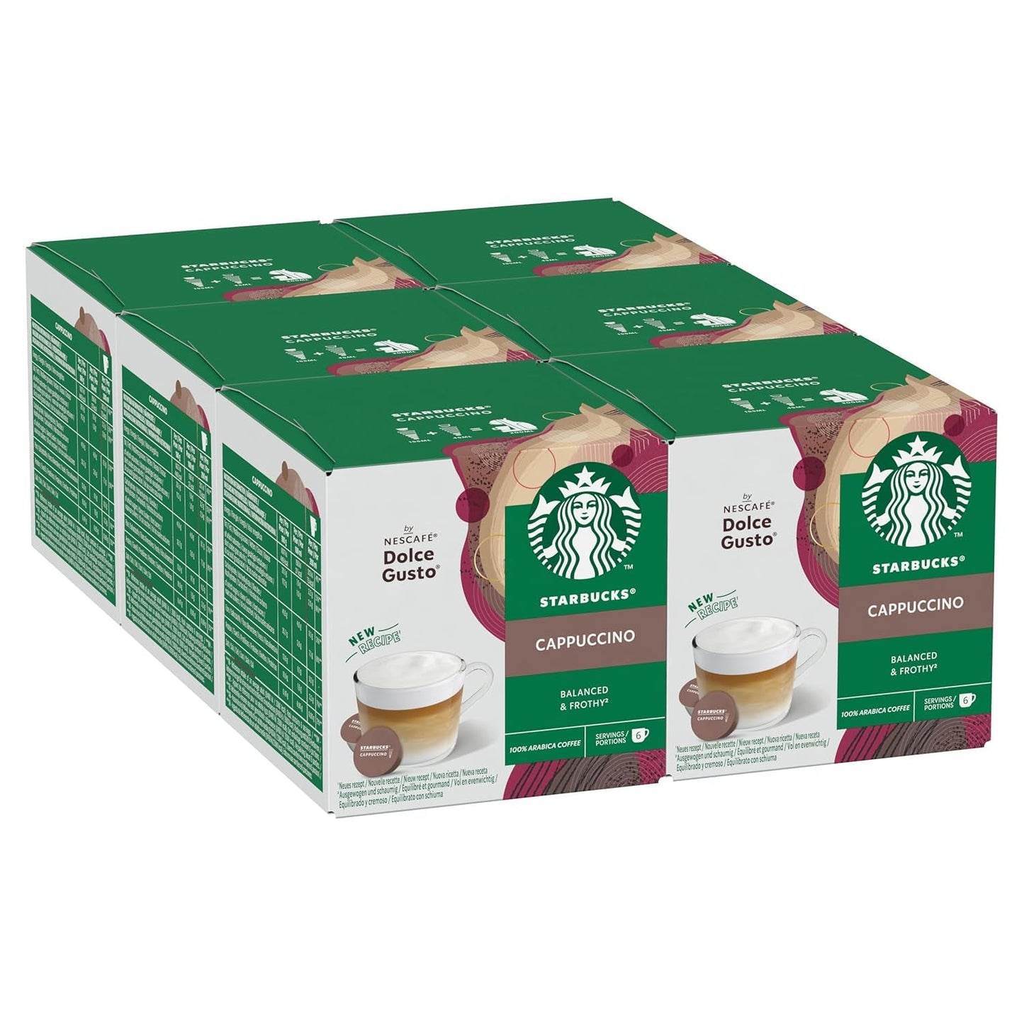 STARBUCKS Cappuccino od Nescafé Dolce Gusto Kaffeekapseln 6 x 12 (72 Kapseln)