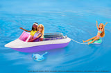 Barbie HHG60 - Motorový člun mořské panny se 2 panenkami (blondýnka/bruneta) a různými doplňky, hračka pro děti od 3 let