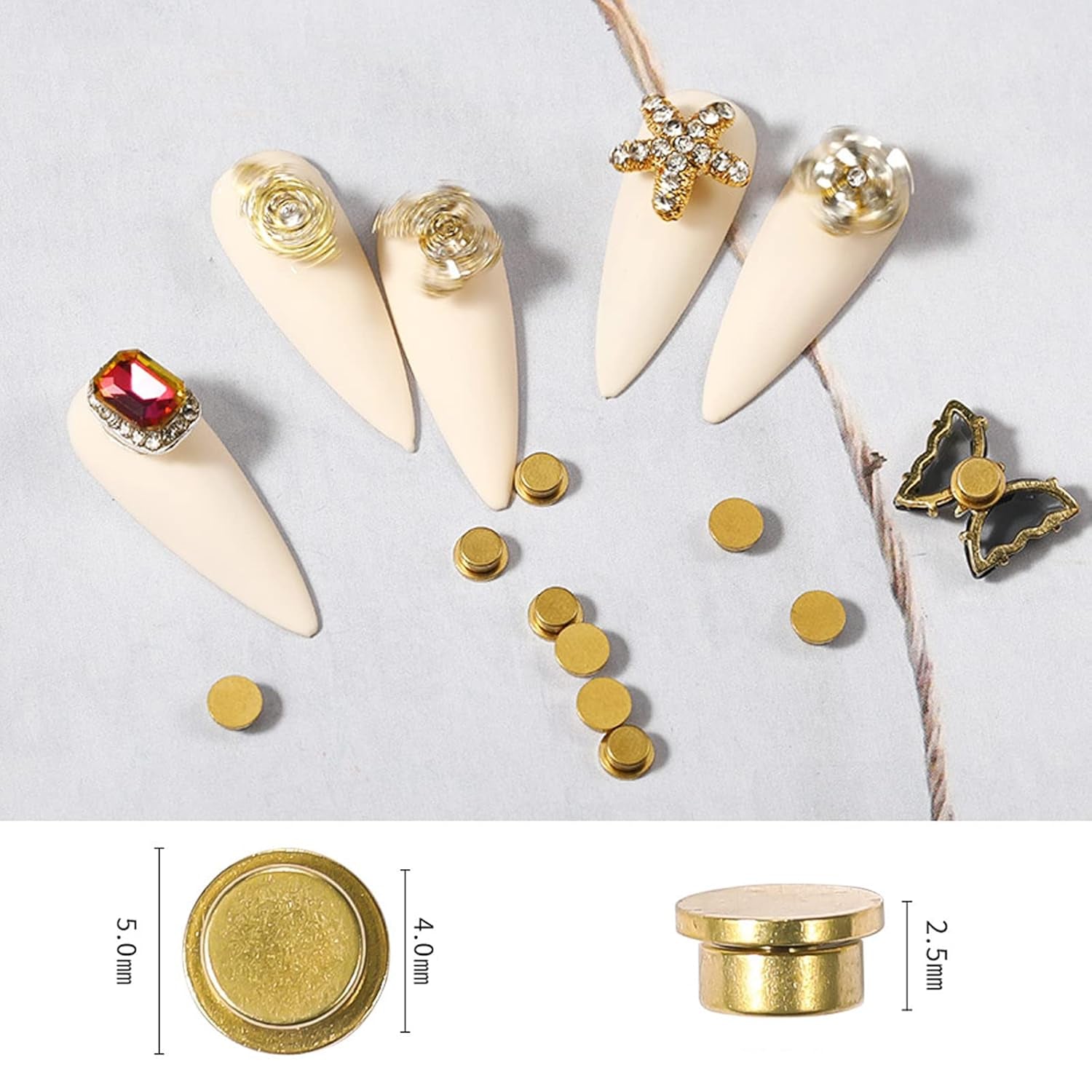 Nail Art Rotating Charm, 20 Stück Spinning Nail Charms Rotační ložisko na nehty Für Nail Art Design DIY Crafting Schmuck Zubehör