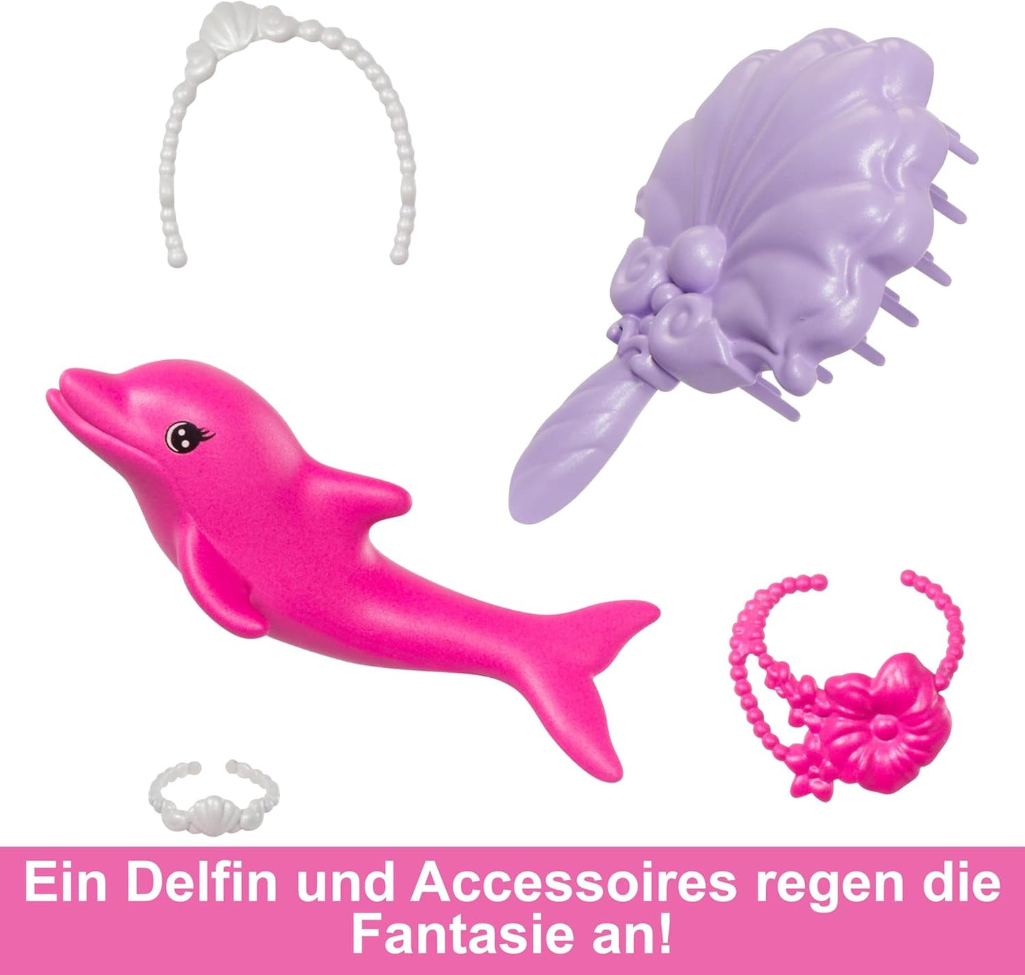 Panenka BARBIE mořská víla – inspirovaná televizním seriálem „Barbie: Hidden Magic“ s efektem změny barvy a doplňky, 19 cm dlouhé růžové vlasy pro styling, pro děti od 3 let, 97 HRP