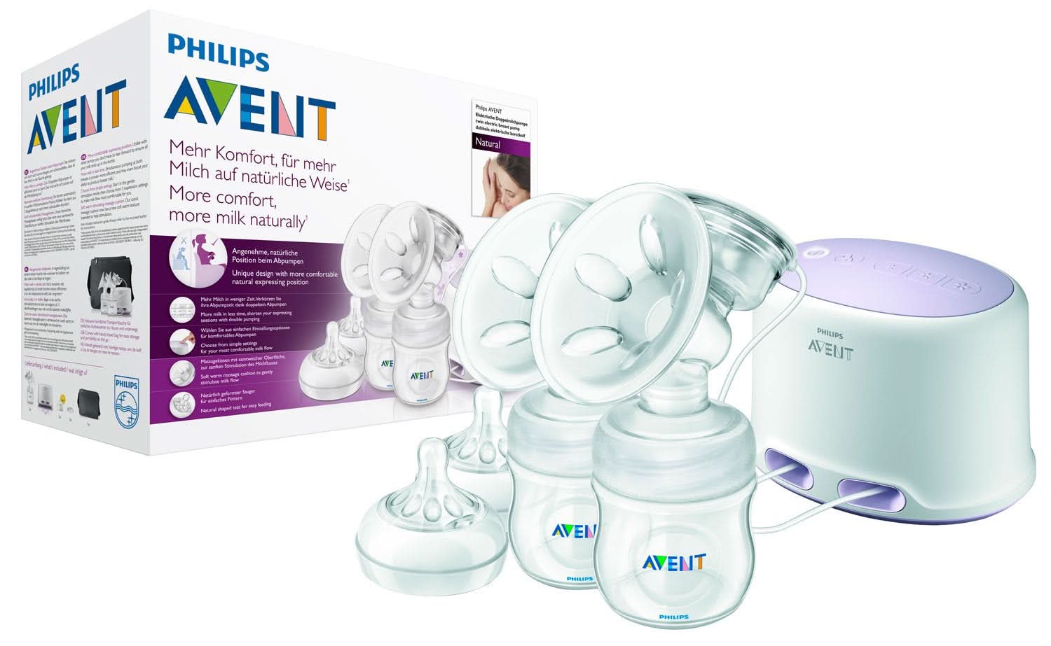 Dvojitá elektrická odsávačka mateřského mléka Philips Avent SCF334/02 Příslušenství Jídlo a kojení Bebe Naty Shop