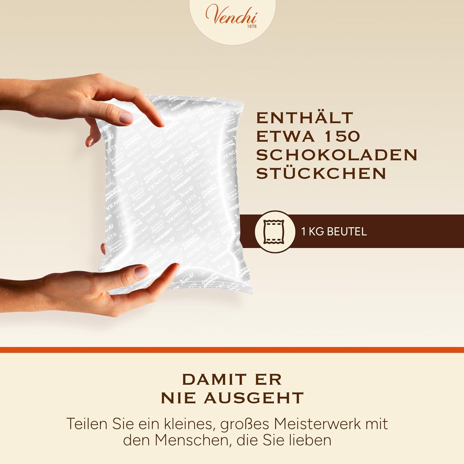 Venchi – Granblend Extra Black 75 % bez přidaného cukru, 1 kg – bez umělých sladidel – bez lepku – vegan