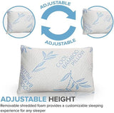 Comfysleep King Size Bamboo Viskóza Polštář Chlazení Strouhaná paměťová pěna Nastavitelná bambusová viskóza Snímatelný/pratelný potah 2ks Naty Shop Standardní polštáře