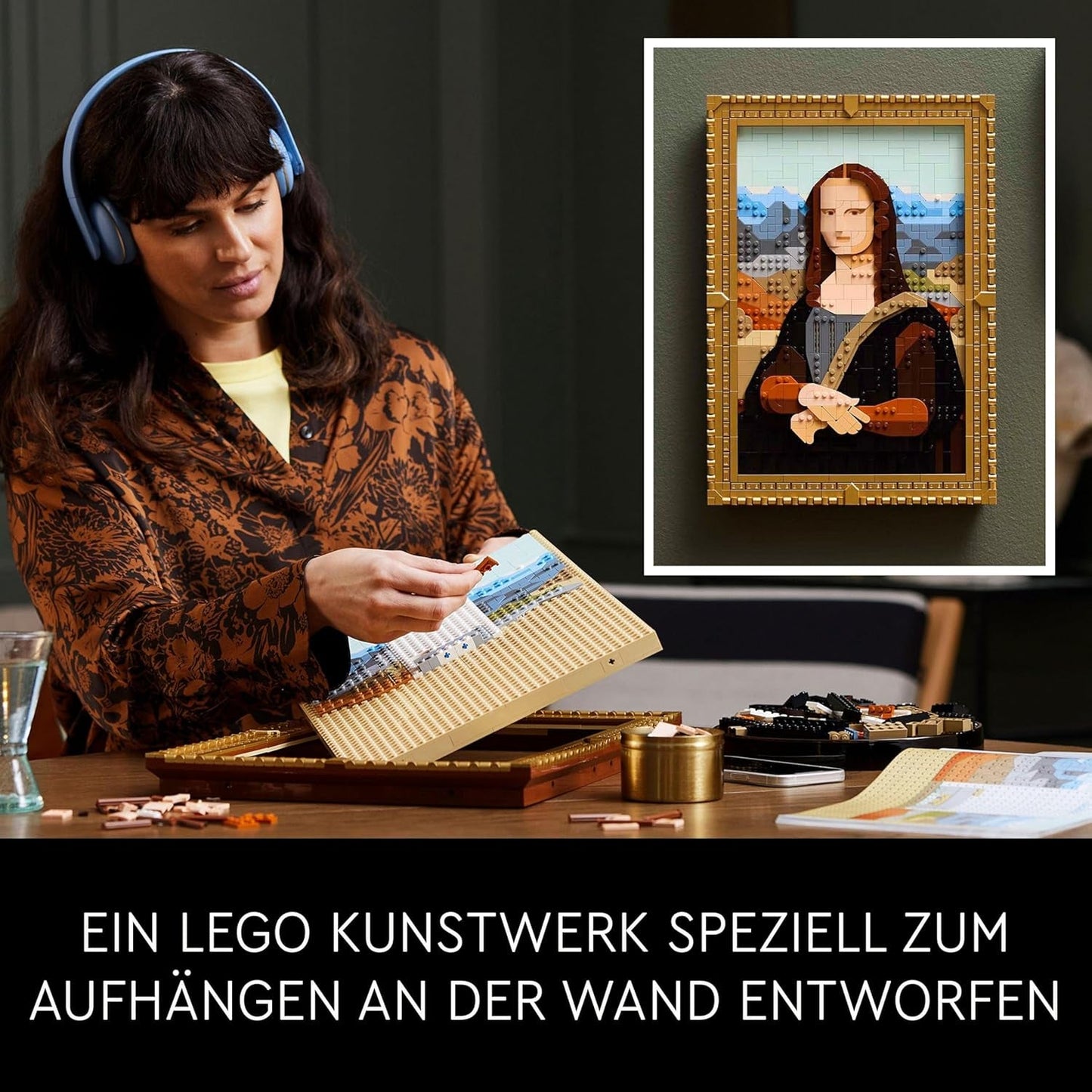 LEGO Art Mona Lisa, Sada pro dospělé, Obraz Leonarda Da Vinciho na zavěšení, Kreativní činnost pro muže a ženy, Dárek pro milovníky umění, Italské renesanční umění 31213 Stavebnice Besuche den LEGO-Store