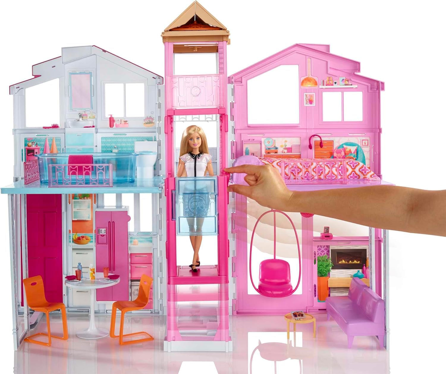 Barbie dům Dream Villa Třípatrový 5pokojový městský dům včetně doplňků, jako je nábytek, skládací a úložný prostor, hračky od 3 let, domečky pro panenky Naty Shop DLY32