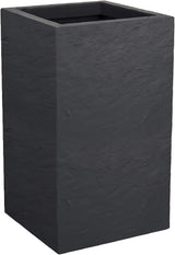 Květináč Volcania Up, čtvercový, vysoký, 36 l, kamenný vzhled, jednoduchá stěna, nádrž na vodu, 29,5 x 29,5 x 49,5 cm, antracitově šedá