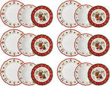 Hutschenreuther Happy Wintertime Red Vánoční sada nádobí pro 6, porcelán, vícebarevné, 6 snídaňových talířů, 6 jídelních talířů a 6 jídelních talířů, vhodné do myčky a mikrovlnné trouby