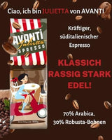AVANTI Julietta Espresso zrnková káva, 500 g, 70 % Arabica 30 % Robusta, tradiční pražení v bubnu