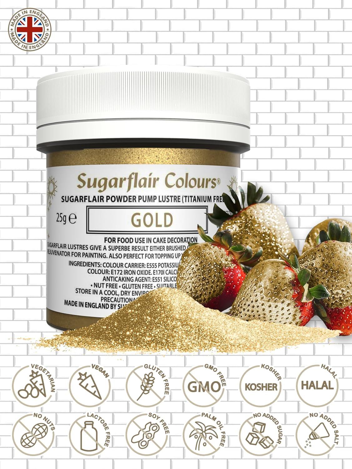 Sugarflair Pump Refill Gold - Pump Spray Náplň do potravinářského barviva - 25g