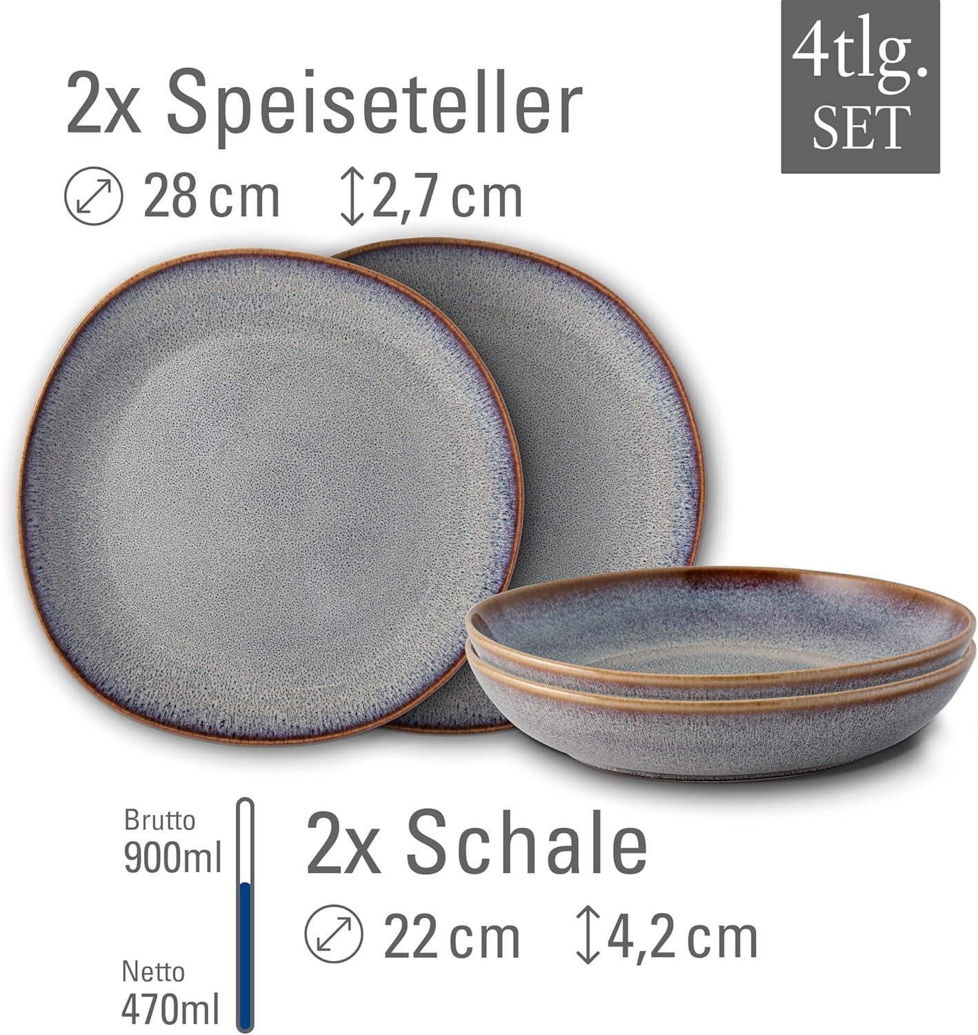 Béžová stolní sada Lave od Villeroy & Boch, 4 kusy, cca.