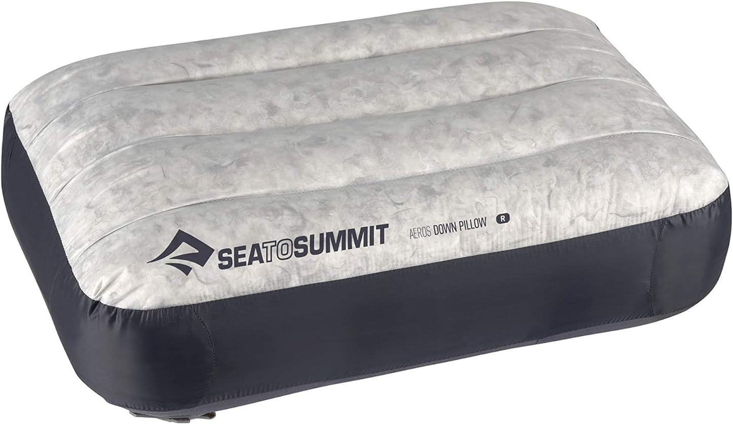 Sea to Summit - Eros Péřový cestovní polštář L - Ultralehký a nafukovací - 10D Materiál - Prémiový péřový polštář - Protiskluzový - Na turistiku a kempování - 42 X 28 X 12 Cm - Šedý - 95 G Cestovní polštáře Naty Shop Regular Grey