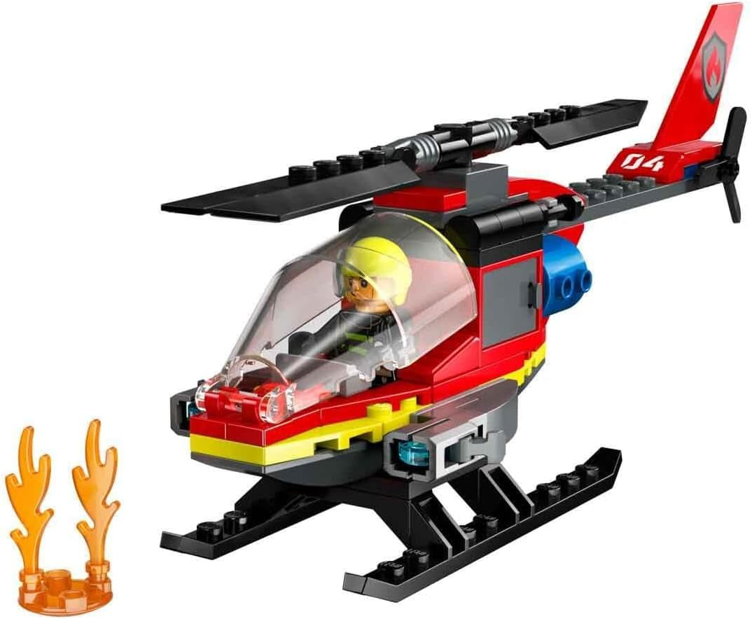 LEGO City hasičský vrtulník, stavebnice vrtulníku a figurky pilota, hasičský vrtulník pro nápaditý herní zážitek, dárek pro děti, chlapce a dívky od 5 let 60411 Stavebnice Besuche den LEGO-Store
