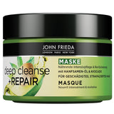 John Frieda - Deep Cleanse & Repair Mask / Treatment - Obsah: 250 ml - S konopným olejem + výživné avokádo - Zklidňující maska na vlasy pro poškozené vlasy Naty Shop Hair Mask 250 Ml (1 balení)