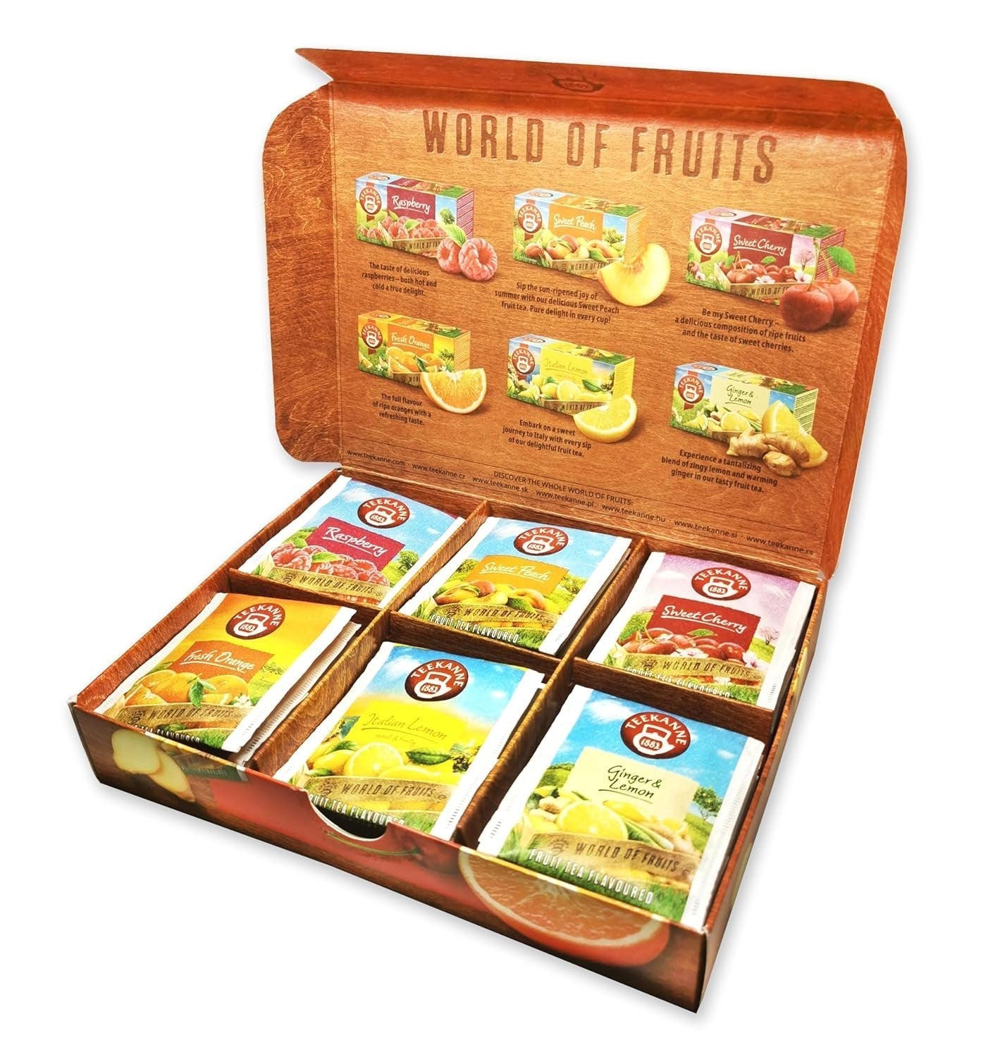 Teekanne World of Fruits (NOVÁ EDICE) - Krabice s výběrem ovocných čajů - 6 příchutí * 5 čajových sáčků