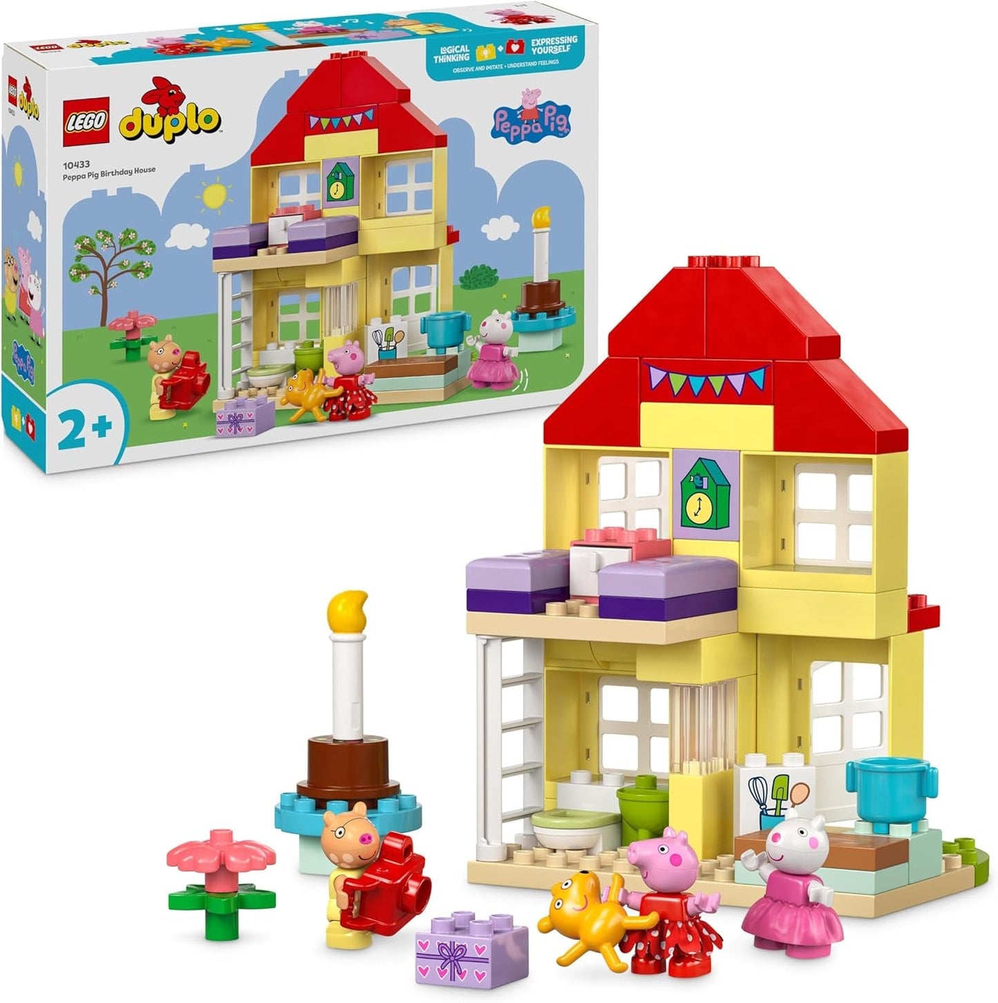 LEGO DUPLO Peppa's Birthday House: Kreativní hračka pro 3 figurky, stavějte a přestavujte domeček pro 2leté děti, chlapce a dívky, podporuje zručnost 10433 Stavebnice Besuche den LEGO-Store Výchozí název