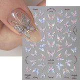 Glänzend Aurora Shell Schmetterling Nálepka na nehty Selbstklebend,Erleichterung Schmetterlinge Nálepka na nehty Rosa Laser Schmetterling Nagelaufkleber Für Frauen Nageldesign Zubehör Nagel Zubehör Nail Art