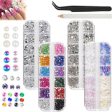5820 Stück Strasssteine ​​​​Nägel, Glitzersteine ​​Nägel Und Halbrunde Perlen, AB Kristall Rhinestones, Flatback Nagel Steine ​​​​Mit Pinzette Und Stift Für Nagel/Diy (Mehrere Größen Und Farben)