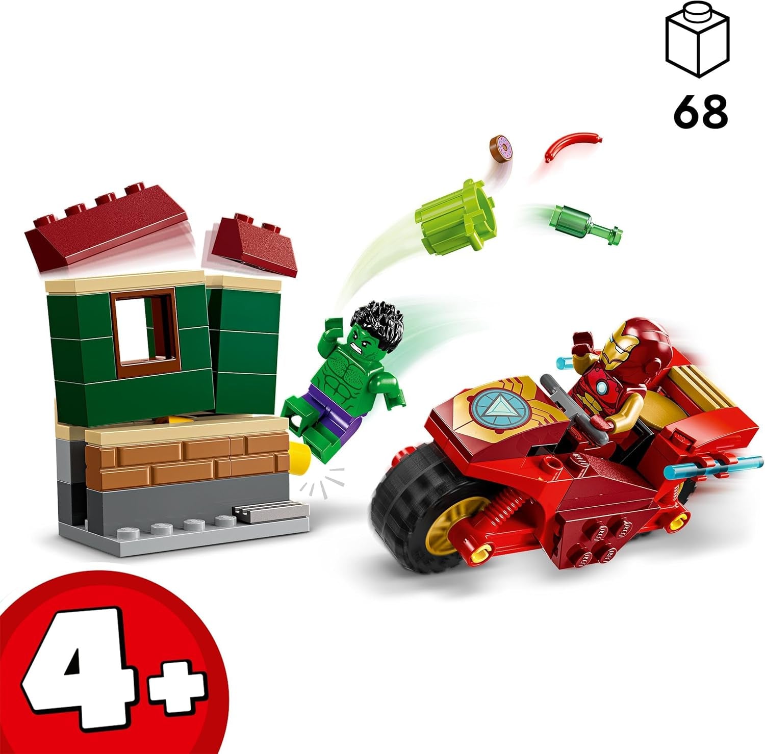 LEGO Marvel Iron Man s kolem a Hulkem, hračka na stavění superhrdinů pro děti, sada kolekce s kolem a minifigurkami, dárek pro dívky a chlapce 4 roky staré 76287 stavebnice Besuche den LEGO-Store