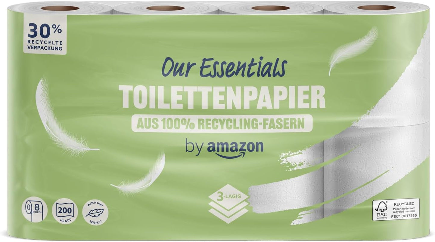 Toaletní papír Amazon, 3 vrstvy, 10 rolí (10 rolí, 1 balení) 200 listů v roli, certifikace Fsc