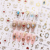 JMEOWIO Nálepka na nehty Herz Mond Stern 9 Blatt Nálepka na nehty Selbtklebend Nagelaufkleber Bunt Dekoration Nageldesign Zubehör
