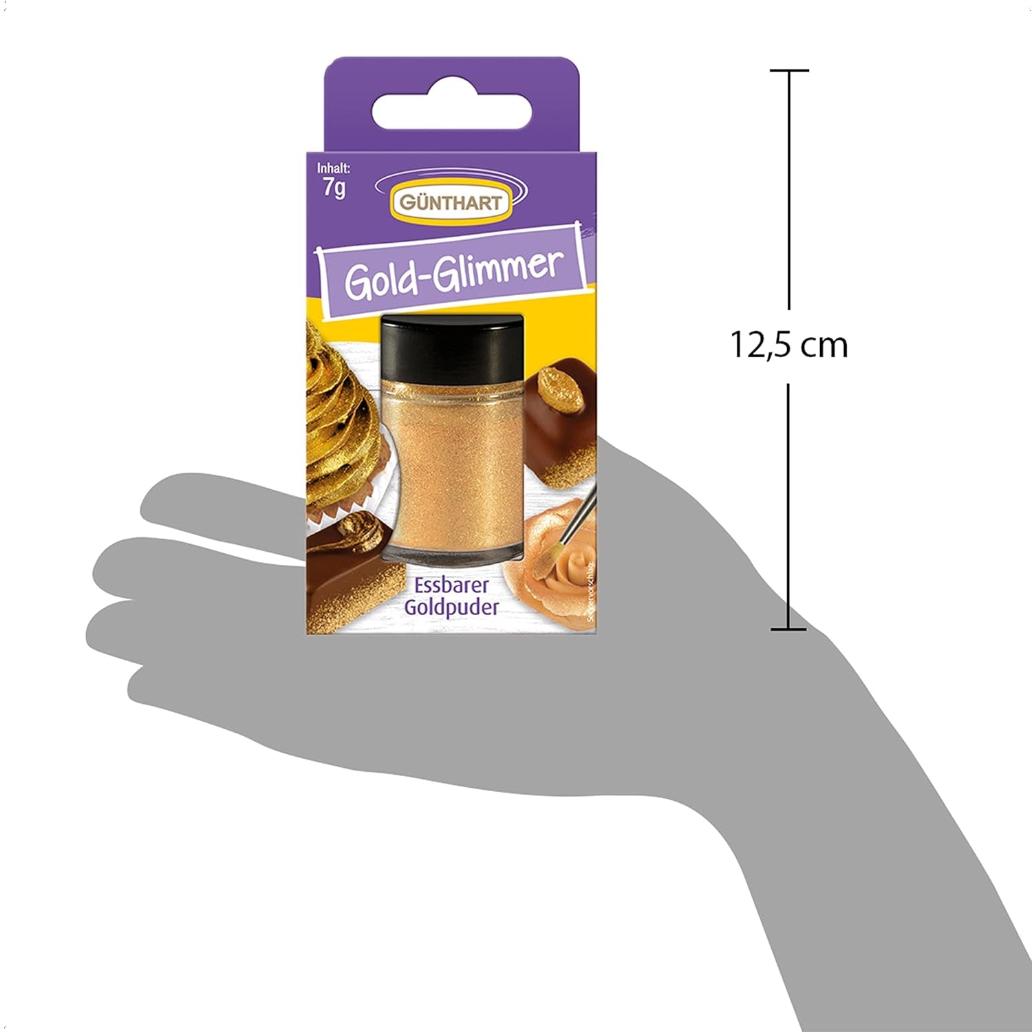 Günthart Backdecor Gold Powder – jedlé třpytky, potravinářské barvivo v prášku, třpytky na nápoje – malé třpytky se zlatým prachem pro nadšence do pečení, 1 balení (1 x 7 g)