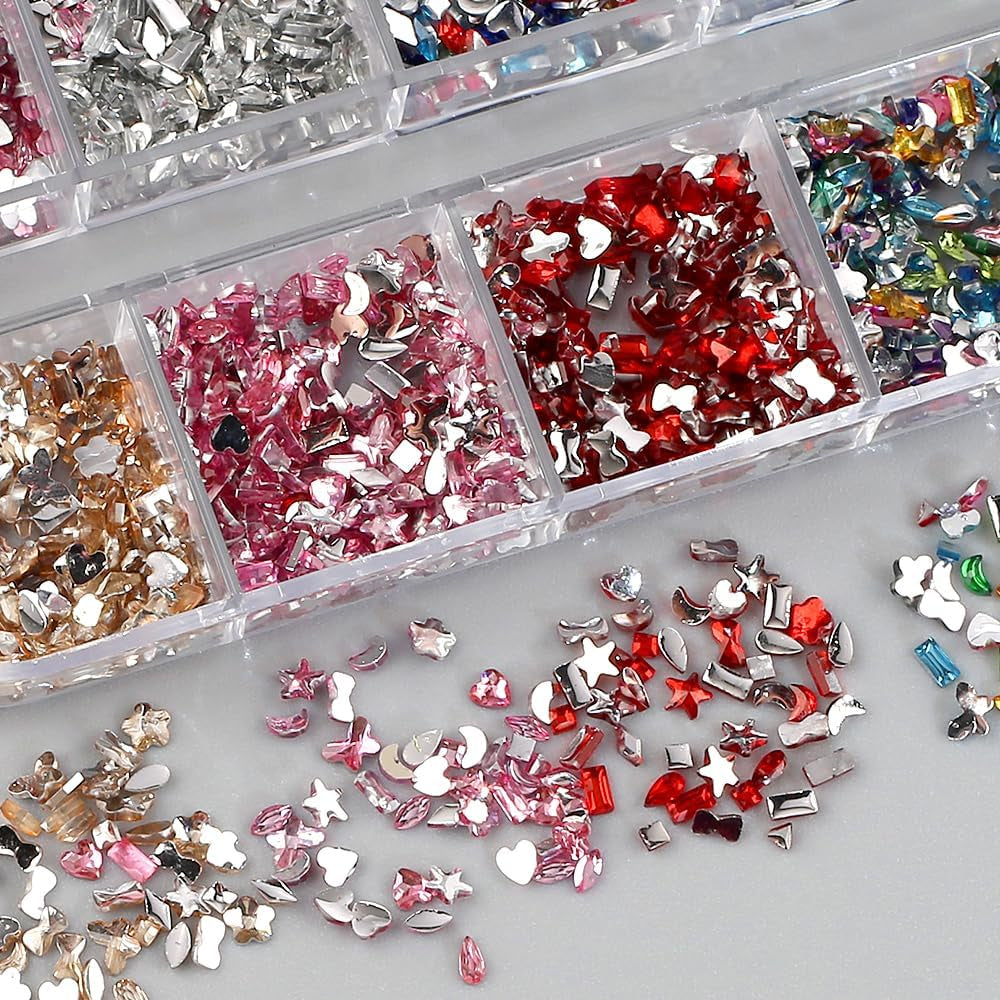 2000 ks Bunte Strasssteine ​​​​Nägel Glitzersteine ​​Přívěsky na nehty Nailart Edelsteine ​​Nagel Steine ​​​​Glitzer Steine ​​​​Nagel Přívěsky Nägel Zubehör Kristalle Diamant Nageldesign Štrasové kamínky na nehty Kamínky na nehty