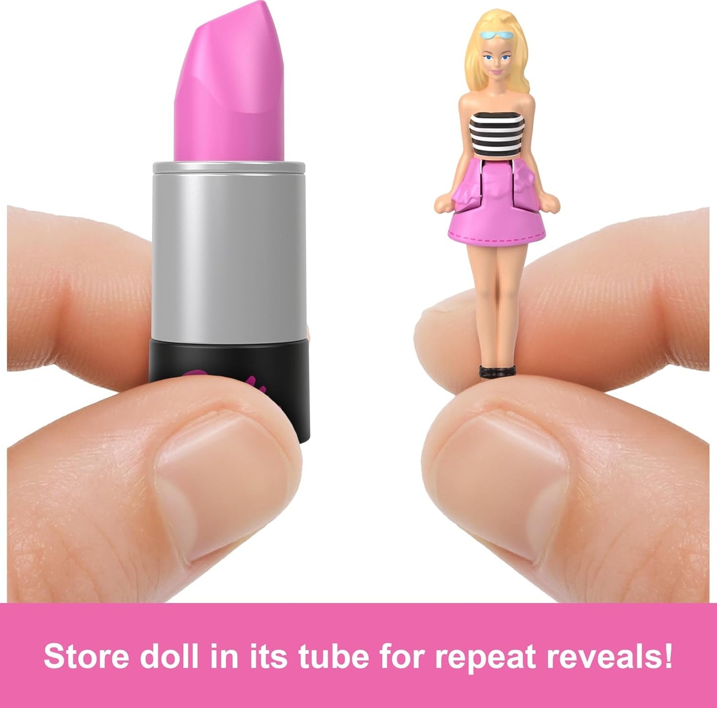 Barbie Mini Barbieland Sada 5 panenek Fashionistas, přibl. Minipanenky s výškou 3,8 cm v rukávech na rtěnku Kolekce překvapení (styly se mohou lišit), panenky JBD26 Naty Shop