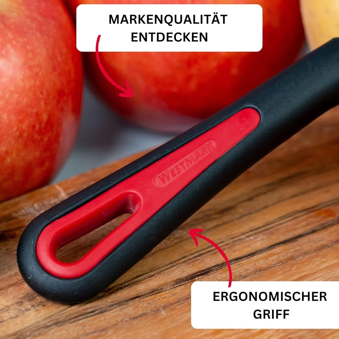 Westmark 29092270 Sparschäler Gallant, Pp/Tpe/Edelstahl, Schwarz / Rot, 16,5 X 3,7 X 2 Cm Škrabka Naty Shop