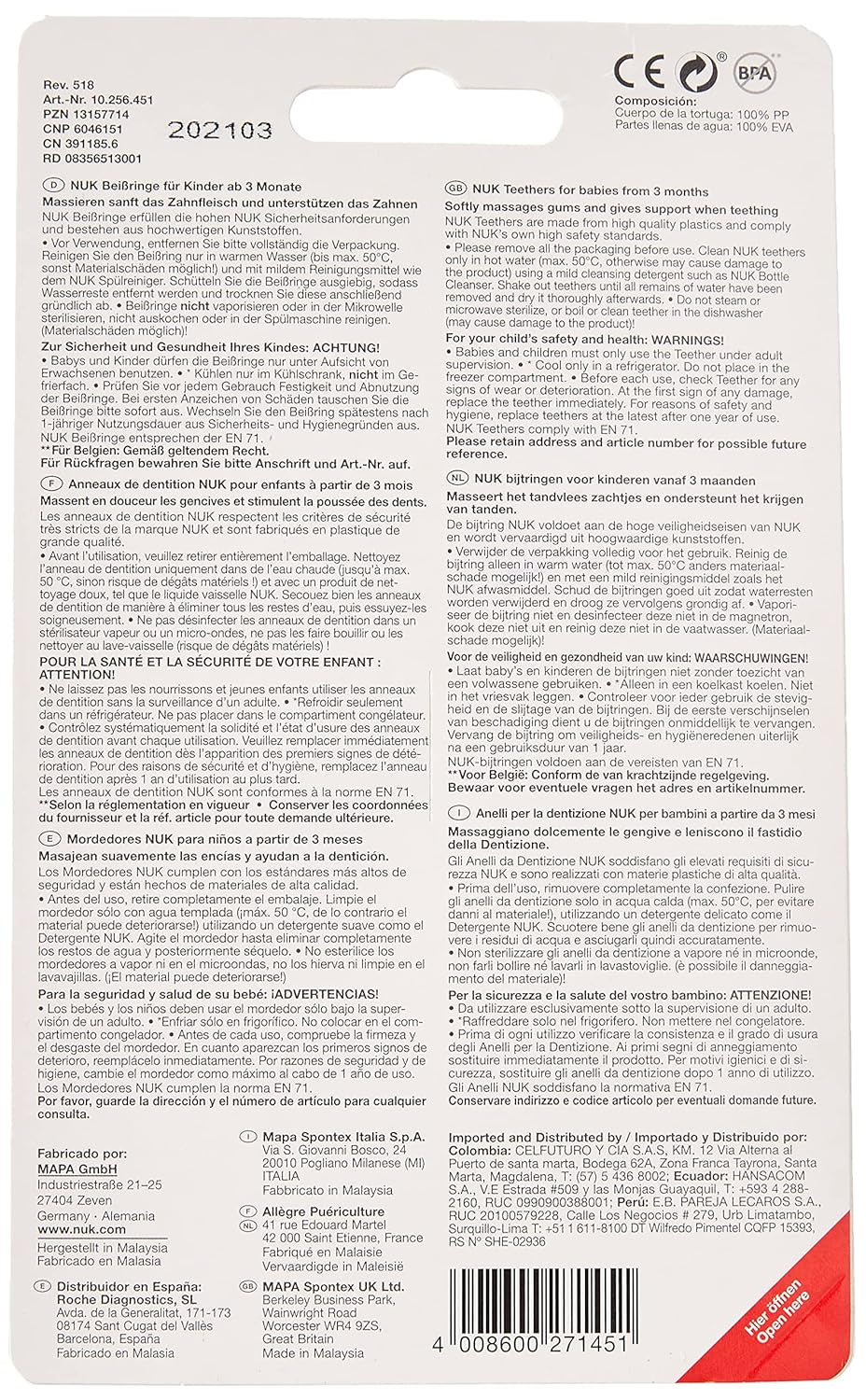 Zubací kroužek NUK Cool All-Around s chladícími prvky, od 3 měsíců, 1 kus, vícebarevný