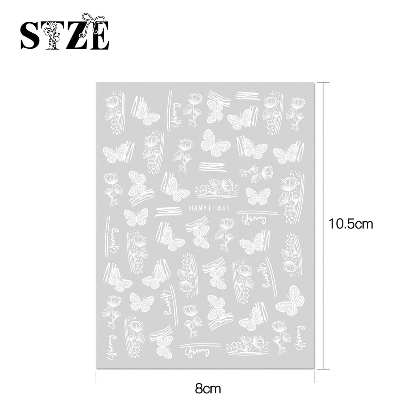 JMEOWIO Nálepka na nehty Frühlings Weiß Blume 12 Blatt Nálepka na nehty Selbtklebend Nagelaufkleber Letní Schmetterling Blumen Blatt Dekoration Nageldesign Zubehör