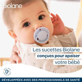 BIOLANE - Kulatý dudlík - Extra tenký dudlík - 6+ měsíců - Dvoubarevná zelená - Dudlík z přírodního kaučuku - Pro vývoj dutiny ústní - Měkký a pohodlný