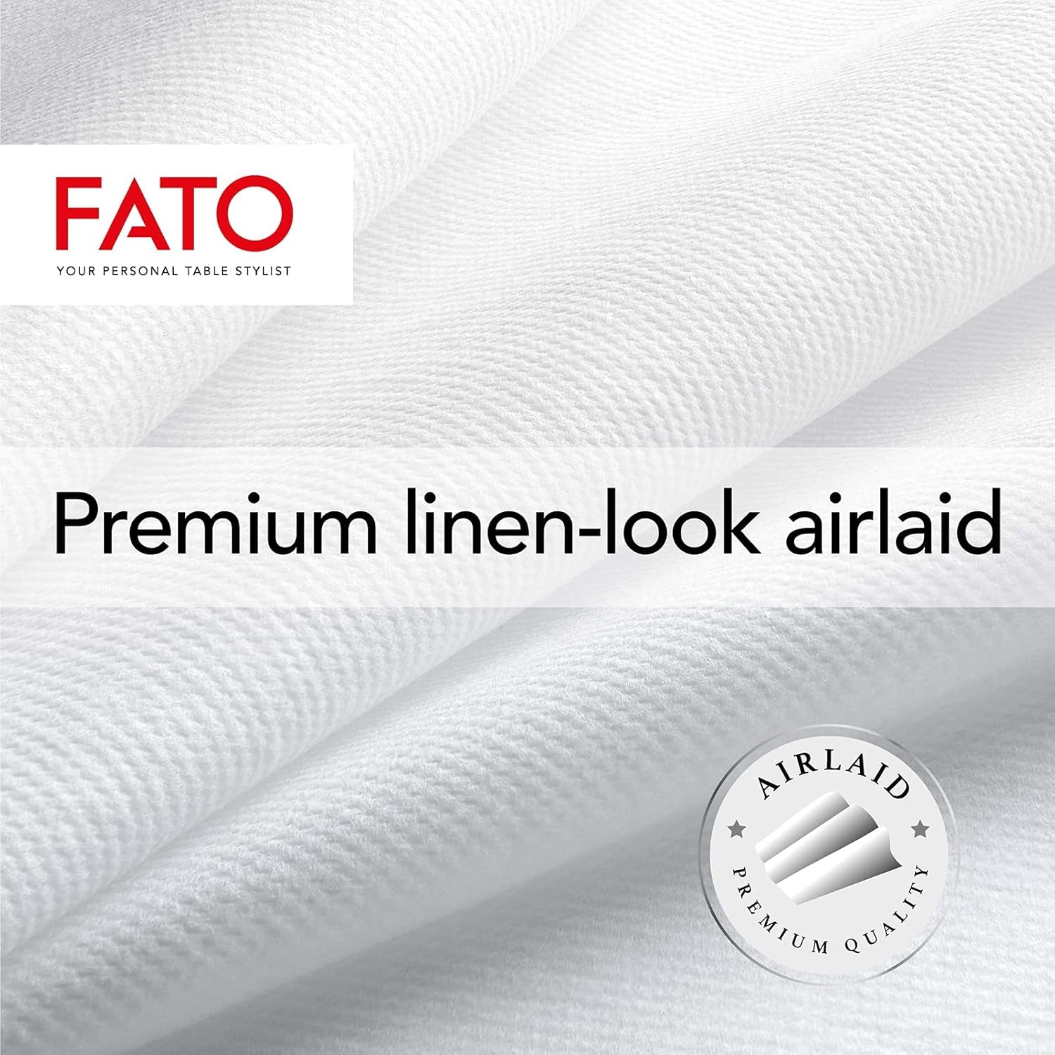 Fato - Suché papírové ubrousky, Airlaid, Látkový efekt, Balení 50 ubrousků, Velikost 40X40 Složené na 4 kusy, Barva Černá