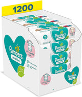 Nosítko Pampers Sensitive Flip Advanced 4 v 1 s bryndákem a ubrousky, 1200 ubrousků (15 x 80) pro citlivou pokožku dítěte, dermatologicky testováno, Essentials pro novorozence