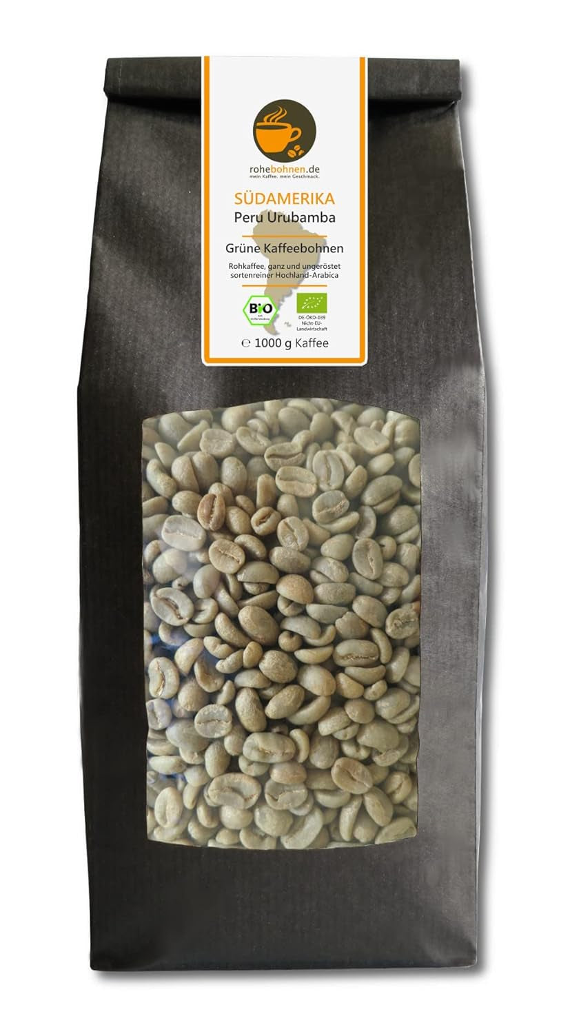 Bio raw káva - Peru zelená káva Urubamba (zelená kávová zrna 1000g) - certifikace GMP