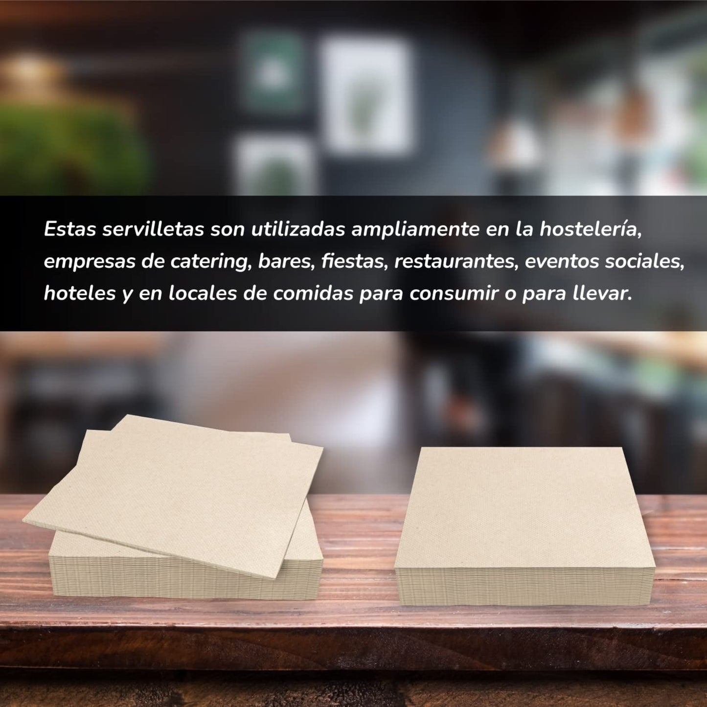 - 600 kusů Bio Eco koktejlových ubrousků - Přírodní barva - 100% recyklovatelný - Micropoint - 10 X 10 Cm (složený) a 20 X 20 Cm (rozložený)