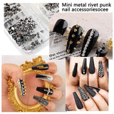 Mini Metall Nieten Punk Přívěsky na nehty Zlatá Stříbrná Strasssteine ​​Nägel Přívěsek Kegel Spikes Nagelschmuck Glitzersteine ​​Study na nehty Nagel Steine ​​​​Legierung Nagelanhänger Kamínky Nageldesign Zubehör