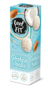Kokosové pralinky bez cukru s mandlemi, feel FIT, bez přidaného cukru, 17 % bílkovin, 63 g